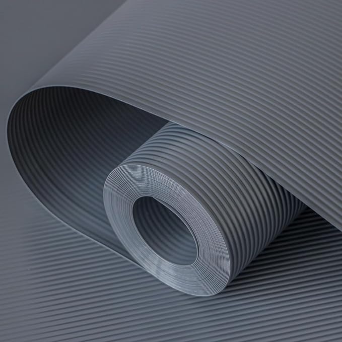Hersvin Shelf Liners 24 in x 20 ft EVA Drawer Mats, Non-Adhesive Cupboard Pad, Kitchen Cabinet Lining Fridge Cushion (Gray Stripe, 61x610cm) by Hersvin