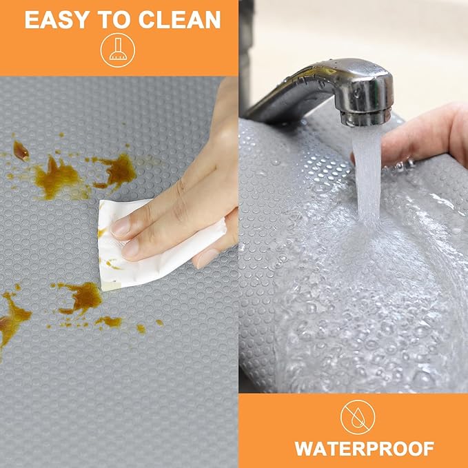 FLPMIX Wide Cabinet Shelf Liner: Waterproof Under Sink Mats Light Grey 19" x 300" - Easy to Cut & Clean Large Kitchen Drawer Liner for Pantry Cupboard - Image 5