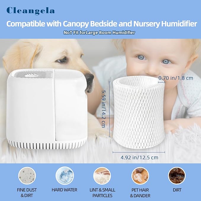 3 Pack Bedside Humidifier Filter Replacement Compatible with Canopy Bedside & Nursery Humidifiers Humidifier Wicking Replacement Filter Wood Pulp & Paper Replace Every 6 Weeks - Image 2
