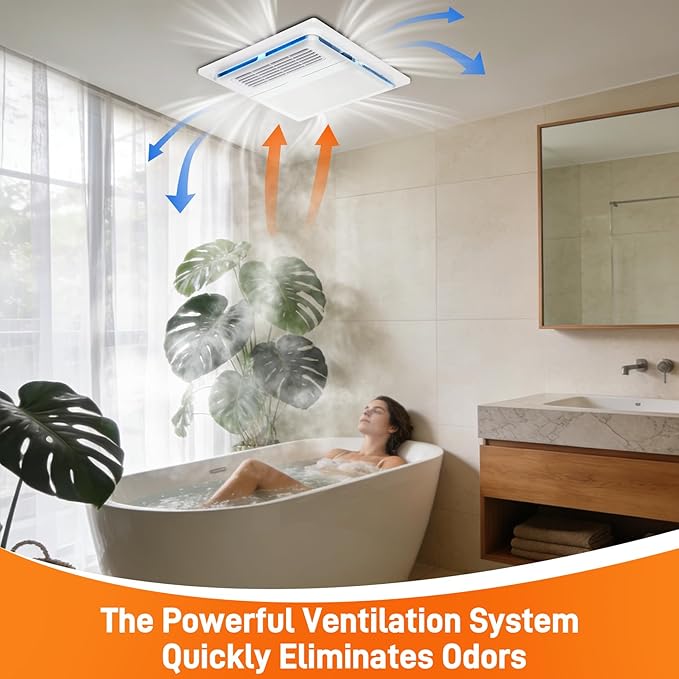 Exhaust Fan with Light and High-Efficiency Heater | Advanced 4-in-1 Bathroom Vent Fan System | 1800W Rapid Heating, 190 CFM Powerful Ventilation, Ultra-Quiet 30dB Operation | Energy-Saving Design - Image 3