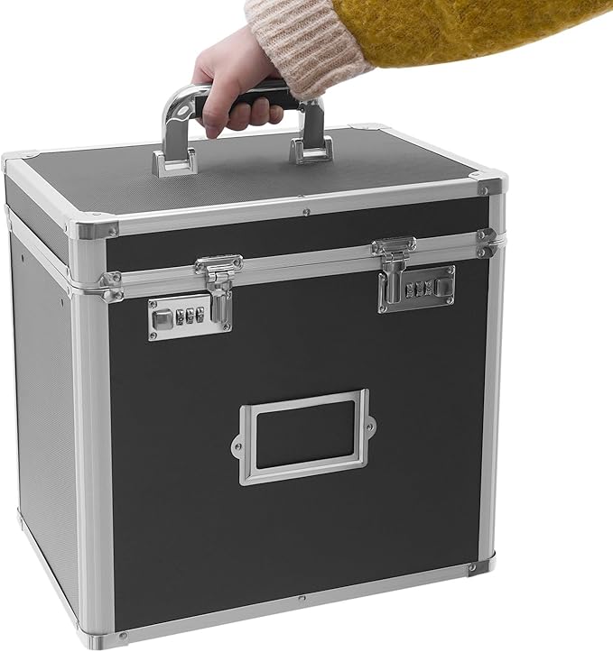 Metal Locking File Organizer Box, 13.8*10*13.4 inch Portable Locking Storage Box w/Lock for Filing Letters & Documents, File Storage Box for Offices, Hotels, Schools, Shopping Malls (Black) - Image 5