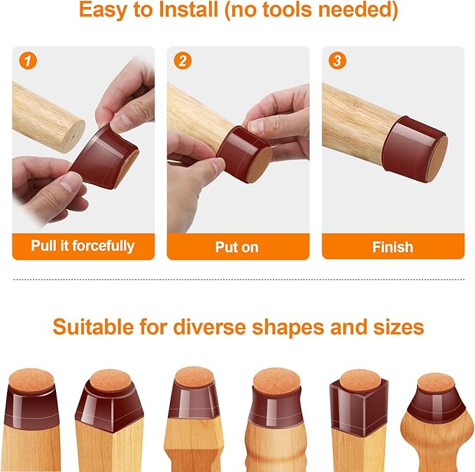 36Pcs Brown Silicone Chair Leg Floor Protectors,Floor Protectors for Chairs,Rubber Chair Leg Protectors for Hardwood Floors,Chair Leg Caps Chair Leg Covers for Wooden Floors(Brown, Small) - Image 6