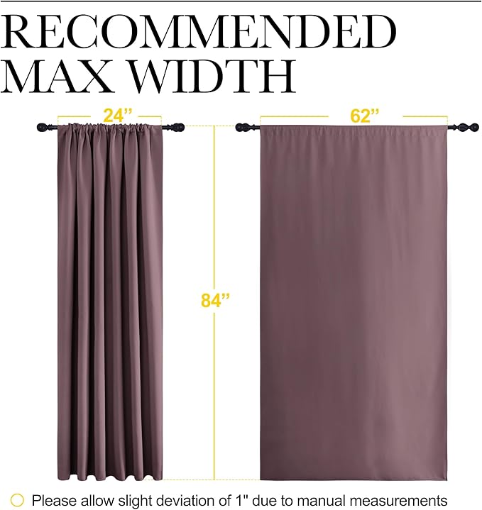 NICETOWN 2 Panels Blackout Curtains, Rod Pocket Thermal Insulated Drapes 84 inches Long, Easy-Care Modern Home Decoration Sunshades for Guest Room, Living Room, Office, 62 x 84 Inch, Dry Rose - Image 6