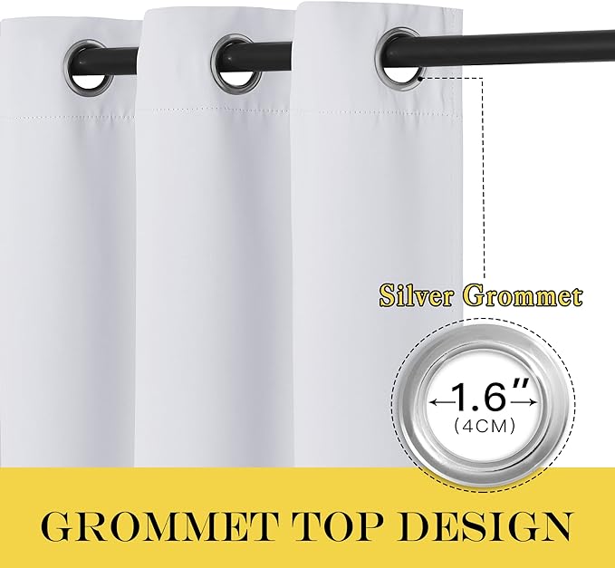 NICETOWN Room Darkening Greyish White Curtain for Bedroom, Grommet Thermal Insulated Room Divider Light Blocking Window Treatment Privacy Drapes, 1 Panel, W100 x L63 - Image 2