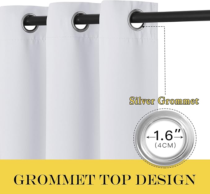 NICETOWN Room Darkening Window Curtain Panel - (Greyish White/Silver Grey Color) Solid Thermal Insulated Blind Privacy Drape for Bedroom,52x84 inches, 1 Pack - Image 3