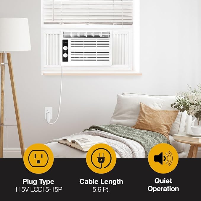 Whirlpool 5,000 BTU 115V Window Air Conditioner & Dehumidifier with Mechanical Controls, Window AC Unit for Apartment, Dorm Room, & Small Rooms up to 150 Square Feet in White - Image 9