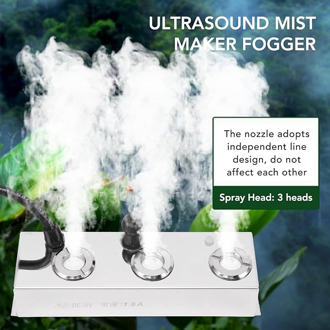 Mist Maker Fogger, 3 Ultrasonic Mist Maker, Stainless Steel Fog Machine Ultrasonic Pond Fogger for Water Fountain Pond Atomizer Humidifier, Halloween - Image 2