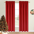 DWCN Christmas Blackout Curtains Room Darkening Thermal Insulated Bedroom Curtains Window Curtain Panels, 52 x 84 inches Long, Set of 2 Red Rod Pocket Drapes by DWCN