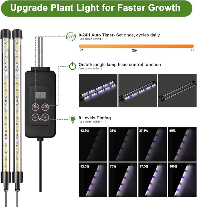 60-Cell Self-Watering Seed Starter Tray with Grow Light, Indoor Seed Starting Kit Trays with Heat Mat, Adjustable Brightness Plant Germination Trays Growing Kit with 4.13" Humidity Dome for Seed Grow - Image 6