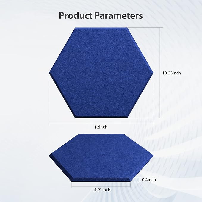 12 Pack Acoustic Panels Self Adhesive Sound Proof Foam, High Density Sound Acoustic Panel, 12X10.23X0.4 Inch Hexagon Panels in Home, Office, Reccording Room, Studio,and more(Telecom Blue) - Image 6