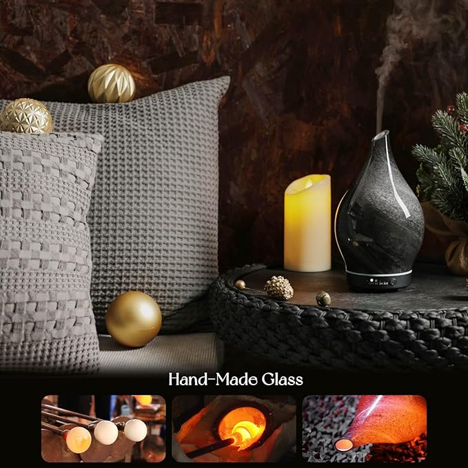 Porseme 150ml Essential Oil Diffuser Glass Color Changing Aroma Air Diffusers Aromatherapy Ultrasonic Cool Mist Humidifier 6 Running Hours Waterless Auto-Off for Sleeping Yoga Office Spa (Obsidian) - Image 5