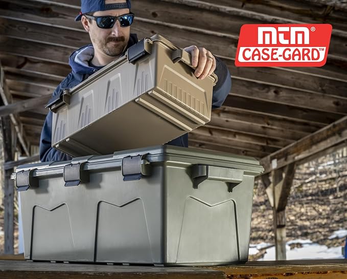 MTM ACRG18 Gear Crate Utility Box, Water Resistant Gear Dry Storage Box for the Field, Lockable Dry Storage Case, 52 Quart, Stackable, Secures Hunting Shooting Gear, 101 Uses, USA Made, Army Green - Image 8