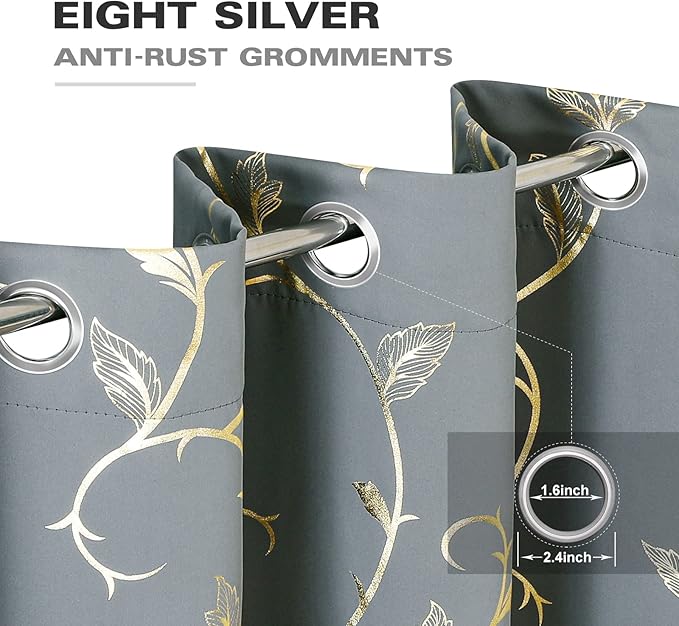 BUHUA Gray Room Darkening Curtains,Insulated Thermal Blackout Curtains,Noise Reducing Panels for Windows,Grommet Thermal Drapes for Living Room,52W×84L,1 Pair - Image 4