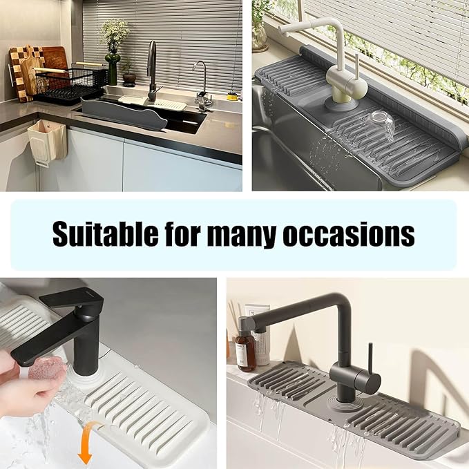 STARGAZ Silicone Faucet Mat for Kitchen Sink,Faucet Draining Mat,Sink Back Splash Guard,Kitchen Rubber Mat,Bathroom Sink Faucet Mat,Soap Dish,Silicone Sink Protector(14.6”×5.5”) - Image 7