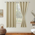 Hiasan Blackout Curtains for Bedroom, 52 x 63 Inches Length - Thermal Insulated & Light Blocking Window Curtains for Living Room, 2 Drape Panels Sewn with Tiebacks, Light Beige by Hiasan