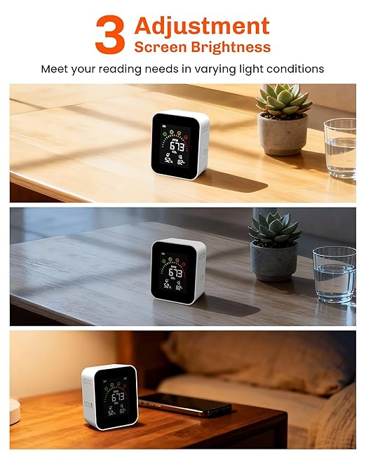 Air Quality Monitor Indoor for CO2, Temp, Humidity, YOWEXA 400-10,000 PPM Carbon Dioxide Detector with NDIR CO2 Sensor & Color Screen, 3 Adjustable Backlight CO2 Monitor for Home/Office/Car/Plant - Image 5
