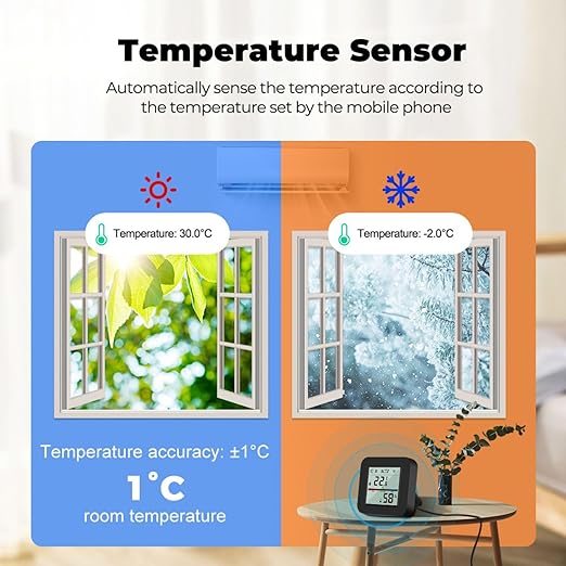 WiFi Smart IR Remote Control, 3-in-1 Smart AC Controller with Temperature Humidity Sensor n Display, Intelligent Control of T&H for Home Greenhouse Pet Garage, Compatible with Alexa (C1) - Image 4