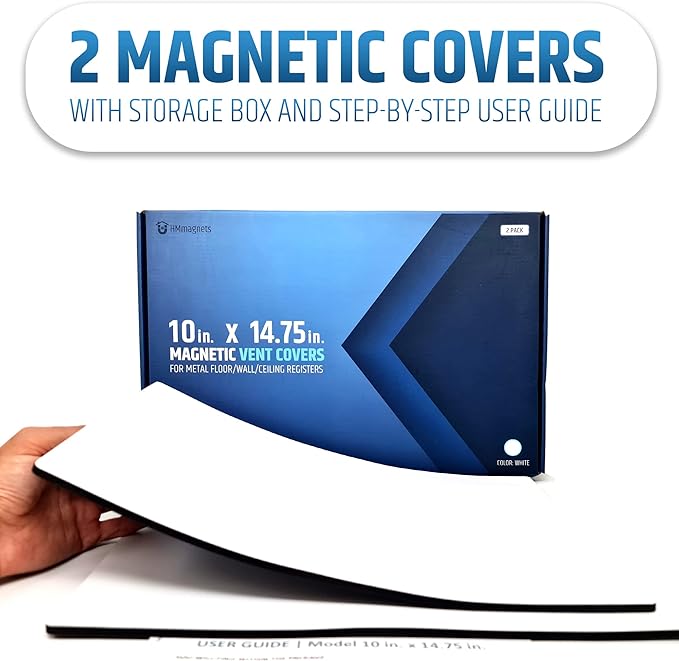 Powerful Magnetic Vent Covers (2-Pack) That Will Never Fall Off (Upgraded Design) - for Sealing Floor/Wall/Ceiling Registers of Width 9.25" to 10", Length 13.25" to 14" | Vent Not Included | White - Image 7