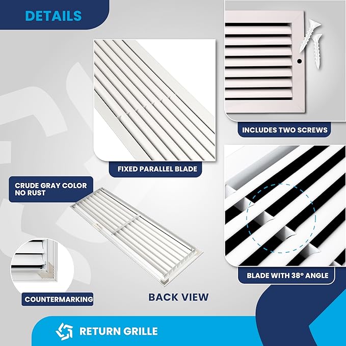 30x8 Inch (Duct Opening) Air Return Vent Cover Decorative – Premium Aluminum AC Vent Cover for Ceiling & Wall, Rustproof Grille, Ideal for Home HVAC Grille, Durable & Easy to Install by ACLAMINAIRE - Image 9