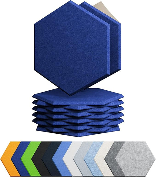 12 Pack Acoustic Panels Self Adhesive Sound Proof Foam, High Density Sound Acoustic Panel, 12X10.23X0.4 Inch Hexagon Panels in Home, Office, Reccording Room, Studio,and more(Telecom Blue) by Amantech