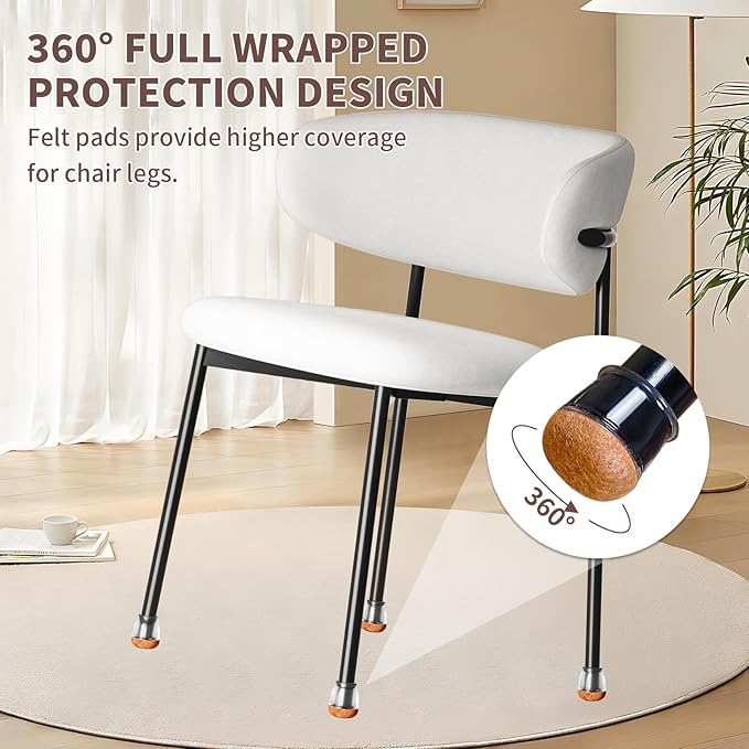 Ezprotekt 24 Pcs Extra Small Chair Leg Floor Protectors, Silicone Felt Chair Pads for Hardwood Floors, Round Chair Leg Caps, Felt Furniture Feet Covers for Dining Table, Clear (XS Fit: 2/5"-11/20") - Image 3