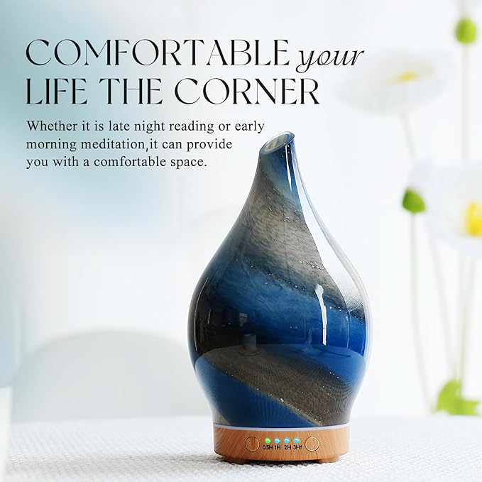 Porseme 150ml Essential Oil Diffuser Glass Color Changing Aroma Air Diffusers Aromatherapy Ultrasonic Cool Mist Humidifier 6 Running Hours Waterless Auto-Off for Sleeping Yoga Office Spa (Galaxy) - Image 4