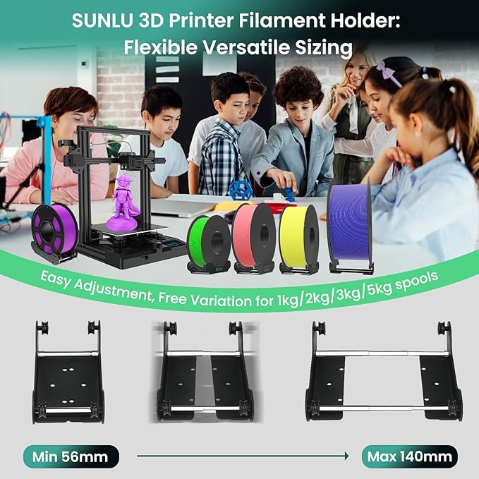 SUNLU 3D Printer Filament Holder, Filament Spool Holder, Easy to Turn, Easy to Adjust, 1 Piece, Black - Image 3
