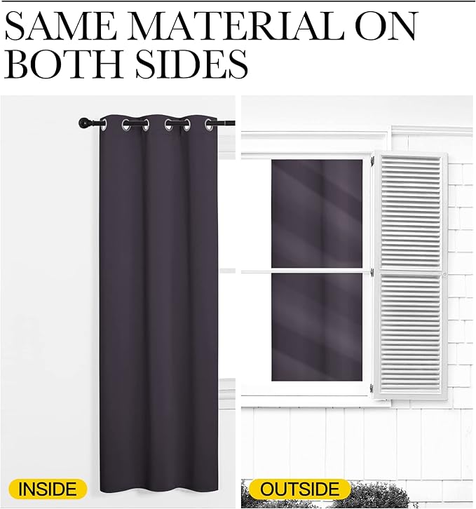 NICETOWN Curtain Blackout Drape Panel, Single Panel, 34 x 84 inch, Greyish Purple, 3 Pass Microfiber Noise Reducing Thermal Insulated Window Drapery with Grommet - Image 5