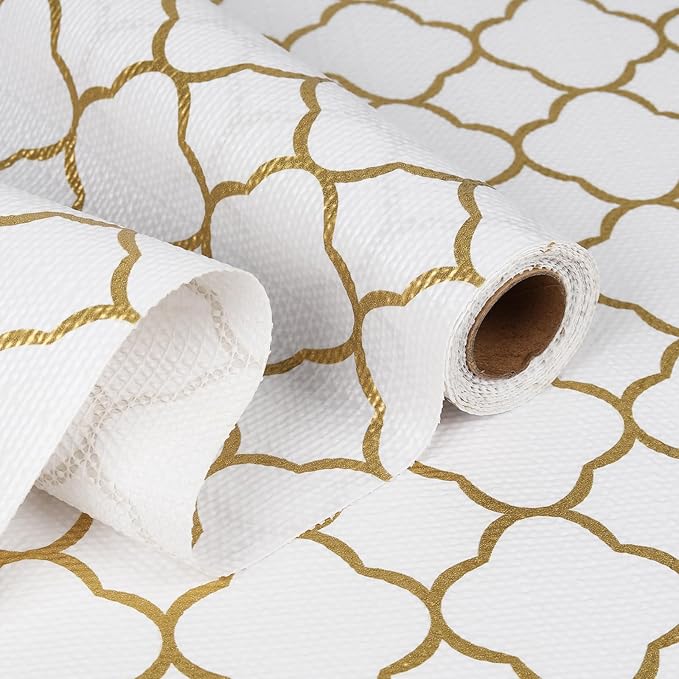 Shelf Liners Cabinet Liner Drawer Liner 12in X 6.5ft Gold Non Adhesive Strong Grip Non Slip Easy to Clean Waterproof and Washable Liner for Kitchen Cupboard, Desks, Pantry, Tool Box by Unknown