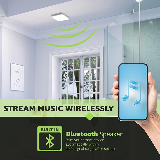 Homewerks 7148-01-AX Smart Bathroom Fan with Alexa Voice Assistant Color Changing LED Light and Bluetooth Speakers 110 CFM 1.5 Sones - Image 4