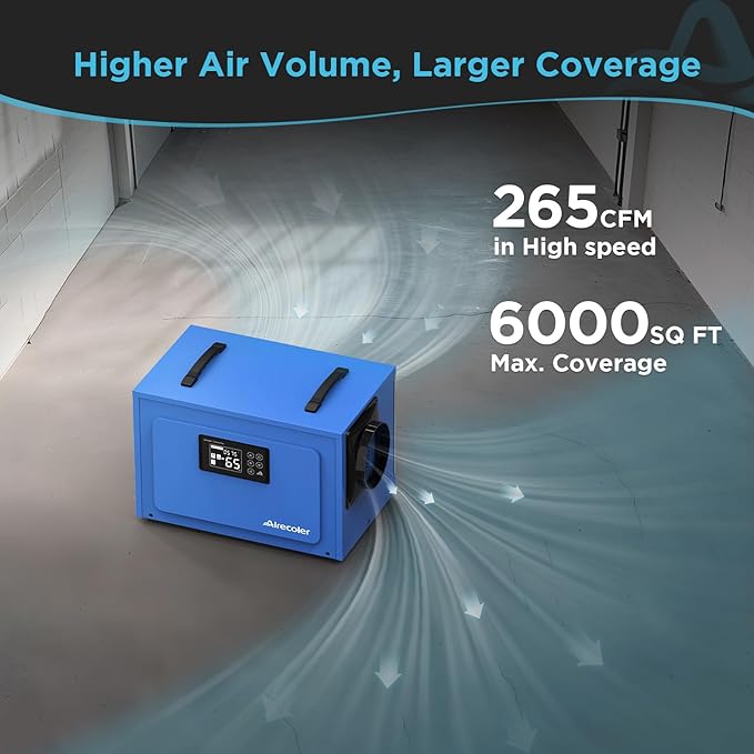 125 Pints Commercial Dehumidifier for Crawl Spaces & Basements with Drain Hose, Industrial Grade Water Damage Restoration for up to 6,000 sq ft, Auto Defrost, Memory Starting - Image 3