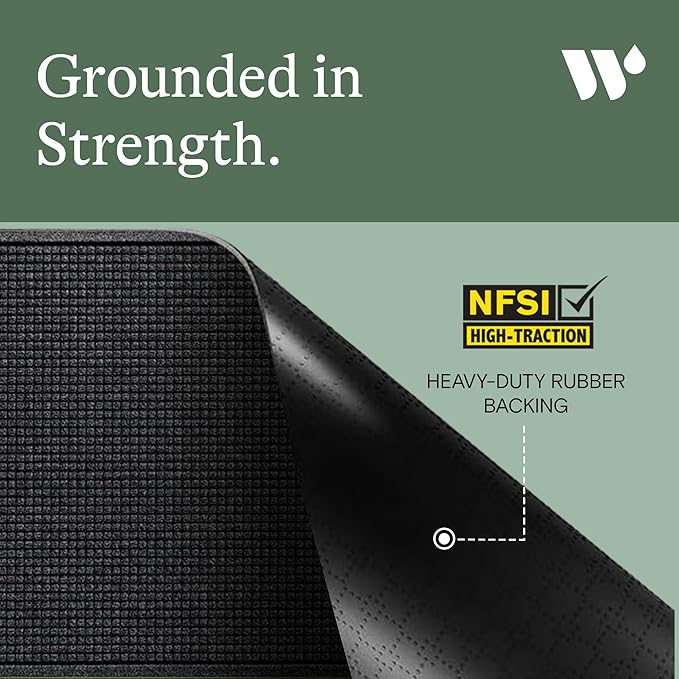 WaterHog Squares Front Door Mat Indoor Outdoor Entrance, Absorbent All-Weather Doormat with Non-Slip Rubber Backing, Dirt & Moisture Trapper, Low Profile, Easy Clean, Made in USA, 45.5"x70" Charcoal - Image 5