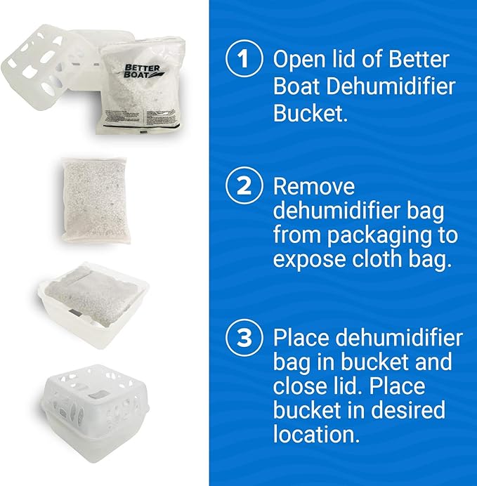 Refillable Moisture Absorber Bucket with Dehumidifier Refill Pack Moisture Absorbers for Closet Storage, Controls Water, Humidity, Odors, and for Basement, Home, Boat, Room, RV, and Car Use - Image 4