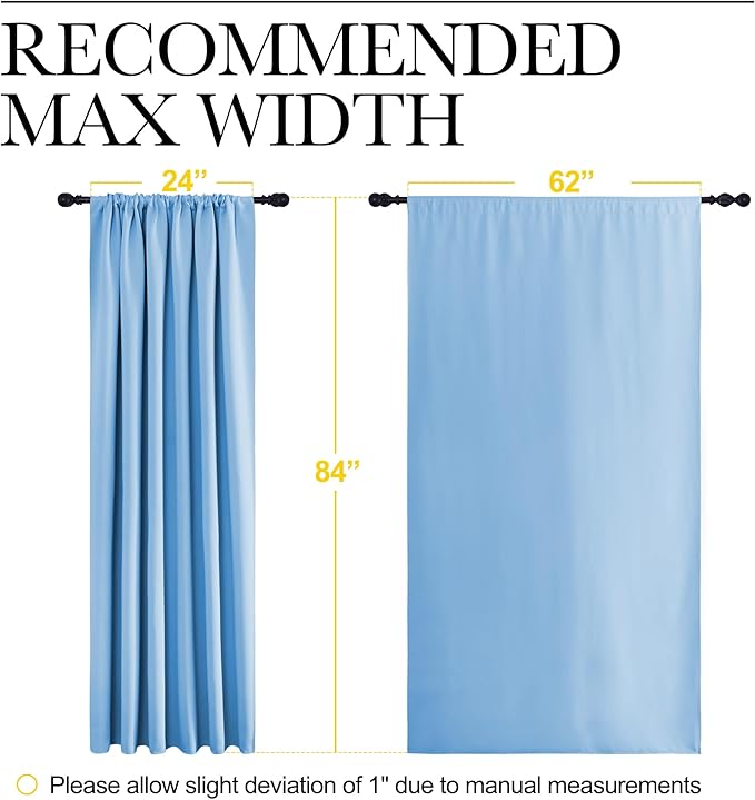 NICETOWN 2 Panels Blackout Curtains, Rod Pocket Thermal Insulated Drapes 84 inches Long, Easy-Care Modern Home Decoration Sunshades for Guest Room, Living Room, Office, 62 x 84 Inch, Blue - Image 6