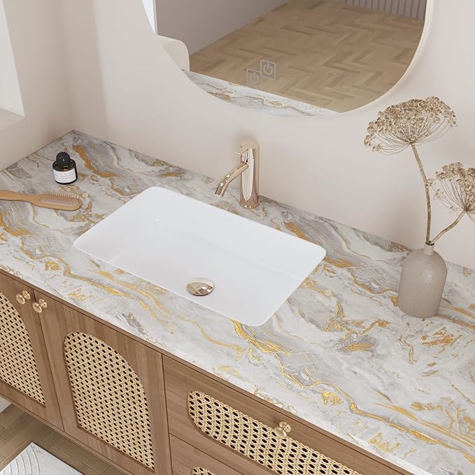 CRE8TIVE Large Size 24"x354" Matte Beige Gold Marble Wallpaper Peel and Stick Marble Contact Paper for Cabinets Countertops Removable Self Adhesive Waterproof Vinyl Roll for Bathroom Furniture Walls - Image 5