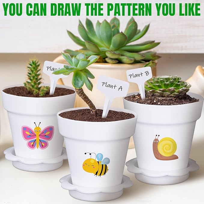 30 Pcs Plant Nursery Pots with Humidity Dome 2.95'' Small Plant Pots Plastic Gardening Container Planter Starter Seed Starting Trays for Seedlings Succulents with 30 Pcs Labels(White) - Image 4