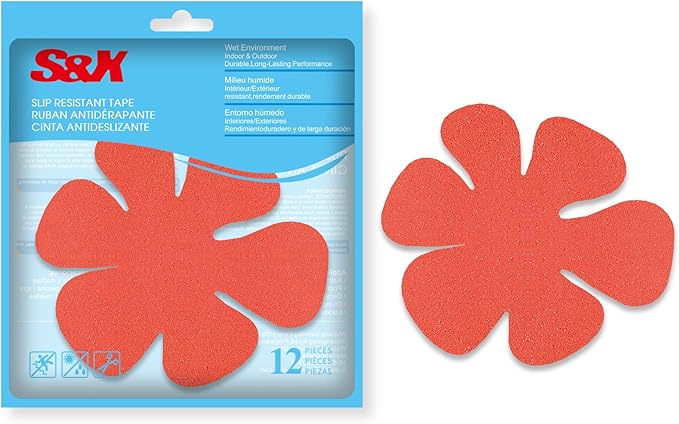 S&X Non Slip Bathtub Stickers,Pack of 12 PCS Lucky Flower Shower Floor Non Slip Stickers –Comfortable Grip On Slipper Surfaces by SXProducts