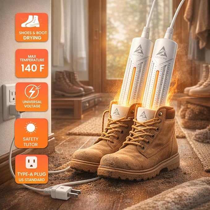 Portable Boot Dryer for Work Boots & Shoes - Quick & Efficient Electric Boot & Glove Dryer, Smart Drying System for Work Boots, Sneakers, Gloves, & Socks - Automatic Shoe Dryer for All Seasons - Image 5