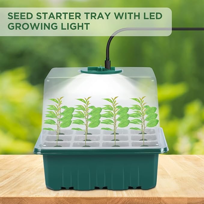 Seedfactor Seed Starter Tray with Light, 6PCS Seed Starter Kit with Grow Light, Seedling Starter Trays with Humidity Domes, Covers Height 3.9", Indoor Gardening Plant Germination Trays - Image 7