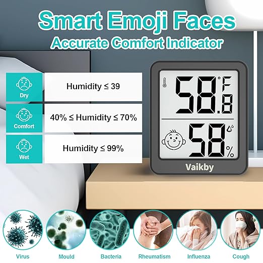 Indoor Humidity Meter Hygrometer 3Pack, Room Thermometer for Accurate Room Temperature Monitor, Digital Hygrometer with Indoor Thermometer for Home, Baby Nursery, and Humidity Sensor Enhanced Comfort - Image 3