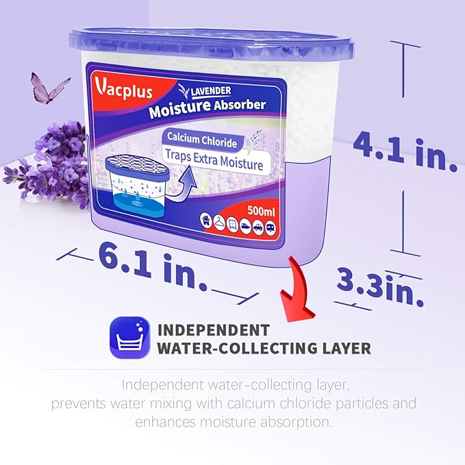 Vacplus Moisture Absorbers, 10.5 Oz Humidity Absorber Boxes Attracts Extra Moisture from Your Bathroom, Closet, Kitchen & Study, Dehumidifier, Odor Eliminator for Closet (Lavender Scent), 12 Packs - Image 4