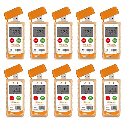Frigga M2H 10 Pack Reusable Temperature Humidity Data Logger USB Digital Refrigerator Thermometer Multi-Use Temperature Recorder High Accuracy 28800 Points PDF CSV Report by Frigga