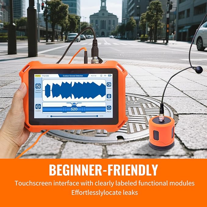 PQWT Underground Water Leak Detectors PQ125E All Scenario and Gas Wall Pipe Water Leakage Detection with Touchscreen Earphone and Carrying Case Multi Sensor Acoustic Pipeline Sound Intensifier - Image 6