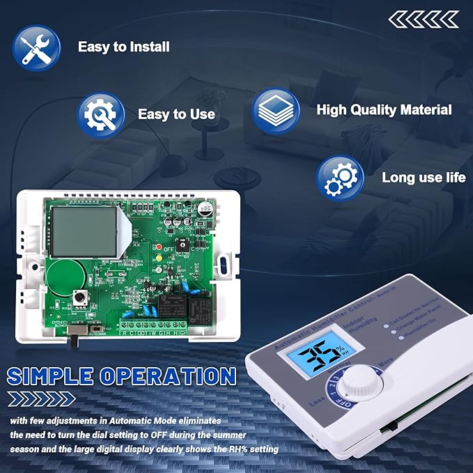 60 Humidifier Control Humidistat with Outdoor Temperature Sensor compatible with AprilAire 400 500 600 700 Series Whole Home Dehumidifiers Replacement for AprilAire 60, 24VAC Digital Wall Mount - Image 4