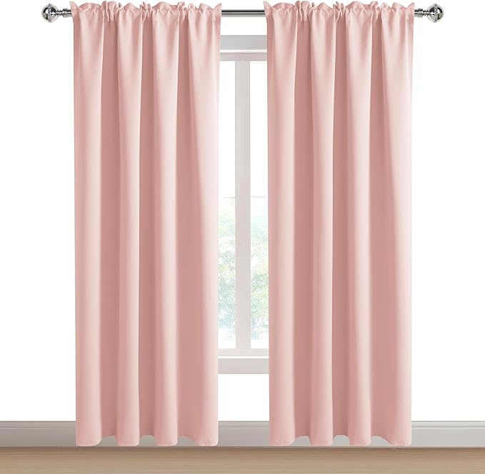 DWCN Blackout Curtains – Thermal Insulated, Energy Saving & Noise Reducing Bedroom and Living Room Curtains, Blush Pink, W 52x L 84 Inch, Set of 2 Rod Pocket Curtain Panels - Image 9