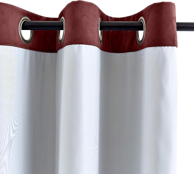 ChadMade Blackout Lined Premium Velvet Curtain Burgundy 72Wx84L Inch (1 Panel), Eyelet Grommet for Livingroom Bedroom Theater Studio, Leon Collection - Image 3