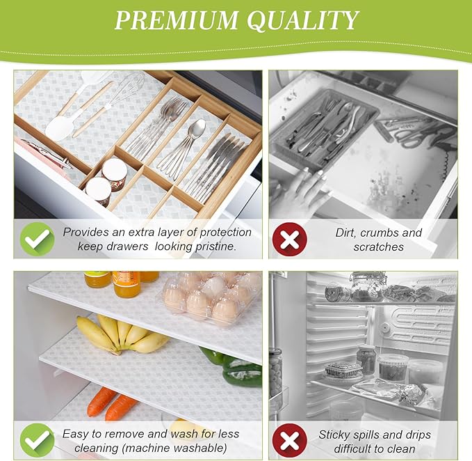 Cooyes Refrigerator Liners 17.7" x 24", Absorbent Strong Grip Fridge Liners Washable, Fridge Shelf Liner for Kitchen Cabinets, Non-Adhesive Refrigerator bin Liners and Mats - Image 7