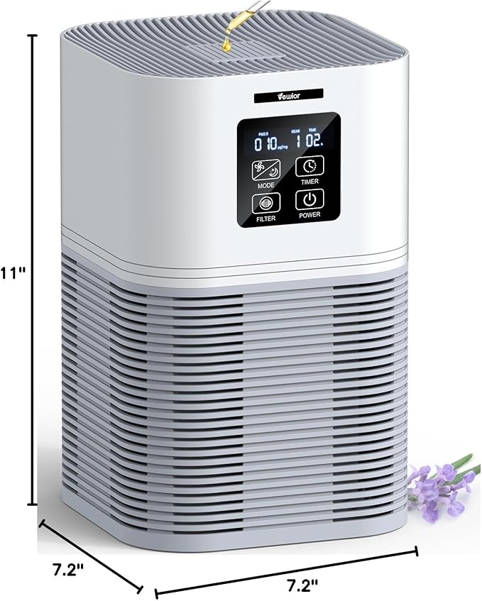 VEWIOR Air Purifiers for Home, Air Purifiers for Large Room up to 1200 sq.ft, H13 True HEPA Air Filter with Fragrance Sponge 6 Timers Quiet Air Cleaner for Pet Dander Wildfire - Image 10