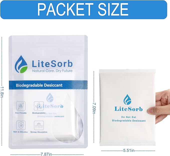 Natural Moisture Absorbers, Premium Moisture Absorption Desiccants Safe for Food, Luxury, Collectibles, Handbags, Shoes, Camera, Guitar Eco-Friendly & Biodegradable(30g x 4pcs) - Image 7