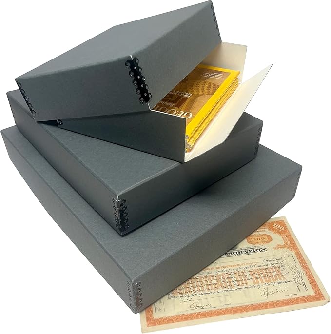 Lineco Museum Archival Storage Box, 9.75x12.75x3 in. Drop Front Design. Acid-Free with Metal Edge. Organize Photos, Pictures, Prints, Documents, Crafts, DIY. Gray, 2 Pack - Image 9
